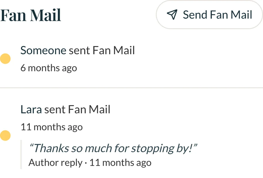 Fan Mail from readers, with the author's reply