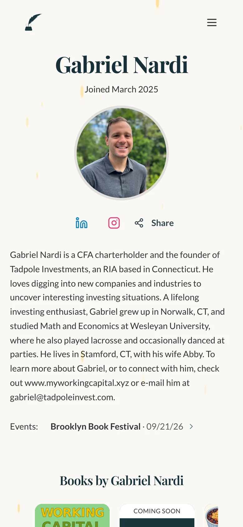 An author profile on Quilltips