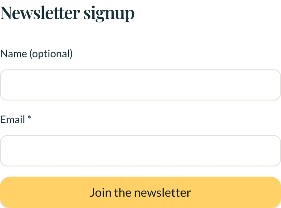 A newsletter signup form